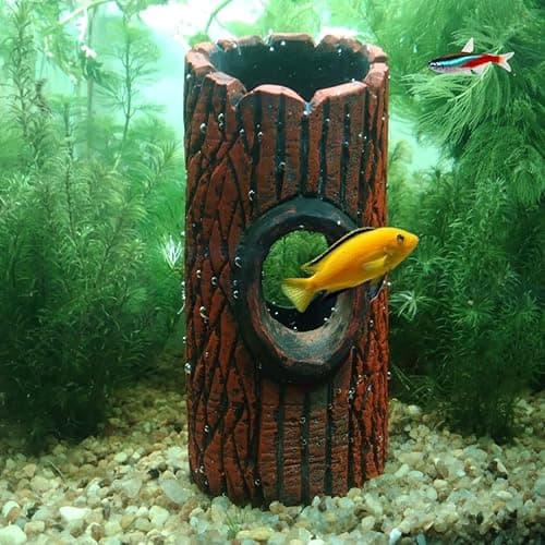 Premier Plants Aquarium Décor Thematic Ornaments Hideaway Wooden Ornament For Fish Tank Decorations for Hideout Cave for Small and Medium Fishes Decoravtive Ornament for Aquarium (Wooden Block)