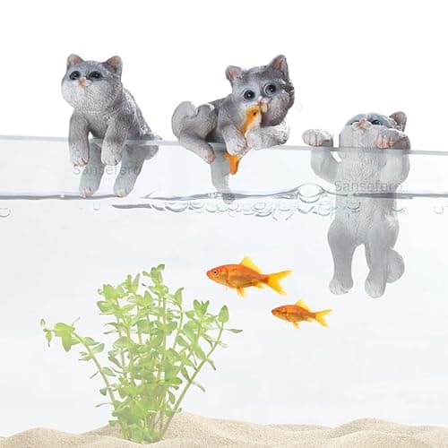 Premier Plants Cute Tiny Hanging Kitten Cat Decoration Ornament for Fish Tank, Table, Flower Pot, Mini Cat Climbers for Hanging Ornament Decoration Ornament Random Color (3 Pcs)