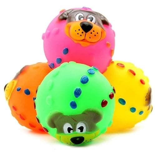 Puppy - Cat Dog Toys Soft Rubber Dog Face Chew Squeaker Squeaky Toys for Small Dog Cat Funny Training Toy Pet Supplies - Dog Toys(Pack of 2) Color May Vary