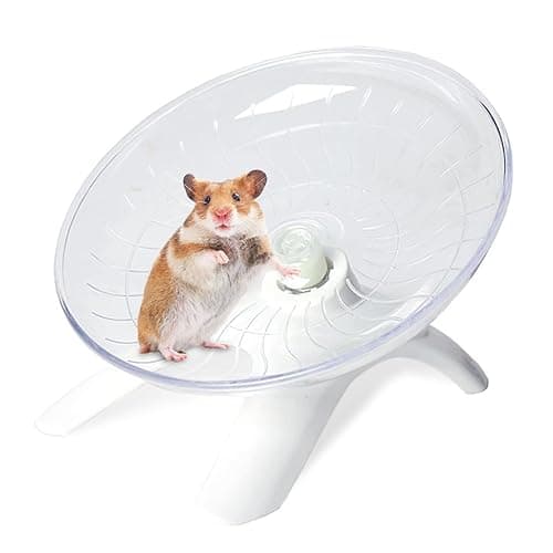 Qpets® Hamster Wheel, Rabbit Exercise Wheel with Anti-Slip Stand, Noise-Free Hamster Toys, Flying Saucer, Pet Running Jogging Wheel for Hedgehog, Gerbil, Mice and Mouse(18 cm)