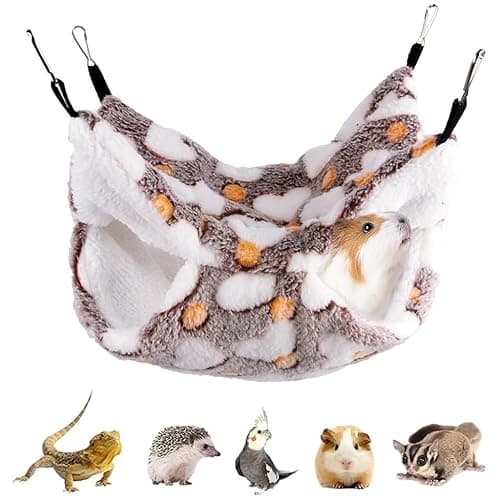 Qpets Winter Hammock Bed For Small Animals, Hibernation Plush Hammock Bed Hanging Squirrel House Small Pets Sleeping Bag For Guinea Pig, Ferrets, Hamsters, Hedgehogs, Chinchillas (L) - Multicolor