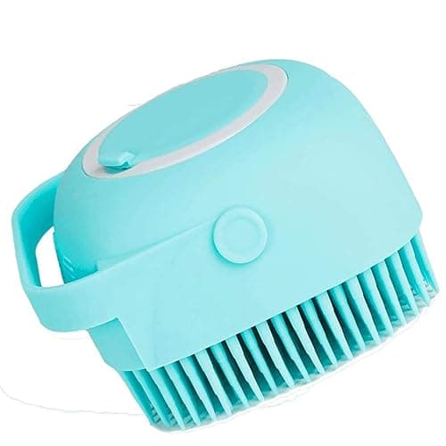 Ruri's Pet Grooming Brush Bath Brush With Shampoo Container For Dog Cat Bathing Grooming Pet Scrubber Soft Rubber Silicone Massage Brushes Comb Bathing Tool