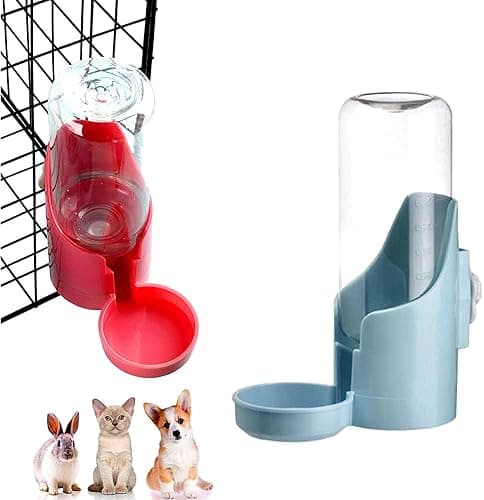 RvPaws 400ML Small Pet Auto Water Dispenser, Rabbit auto Water Dispenser Water Bowl for Cage, Small Aniaml Food Dish for Rabbits, Ferrets, Cats, Birds,Dog- Color May Vary