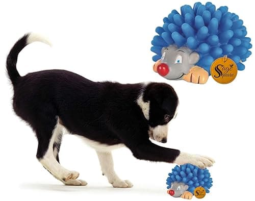 Sage Square Playful Procupine Squeaky Toy for Playtime of Cute Friend of Natural Rubber for Dog/ Puppy/ Kitten/ Cat (Blue)