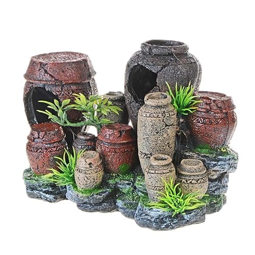 Saim Aquarium Decorations, Resin Crafts Artificial Antique Barrels Landscaping Decor Fish Tank Ornament