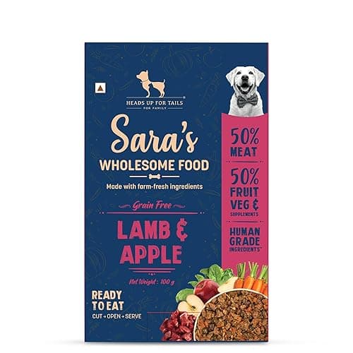 Sara's Wholesome by HUFT Grain-Free Lamb & Apple Dog Food - 100 gm (Pack of 5) | Human Grade Ingredients | Gluten Free | Balanced Meal for Adults & Puppies