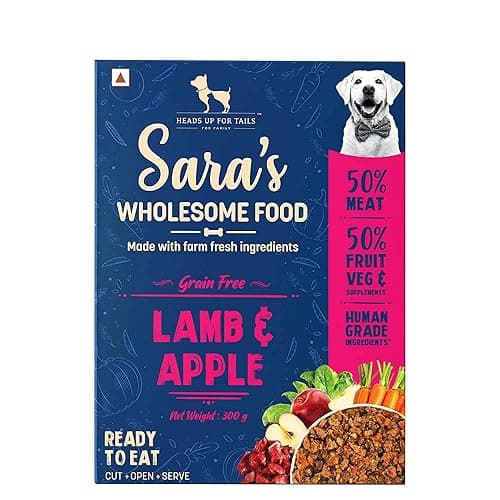 Sara's Wholesome by HUFT Grain-Free Lamb & Apple Dog Wet Food - 300 gm | Human Grade Ingredients | Gluten Free | Balanced Nutrition for All Life Stages