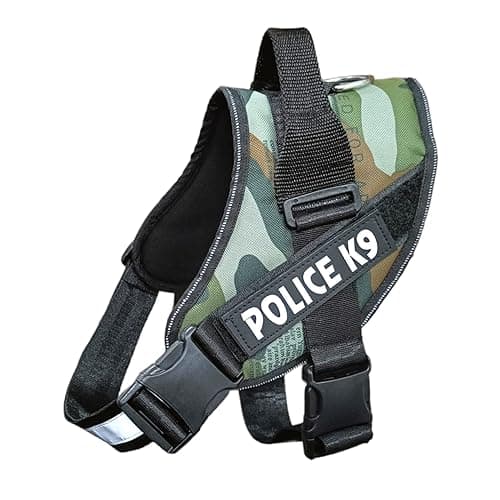 UK Pets K9 Police Dog Harness,Chest Body Belt for Dogs,Camouflage Choke Free Double Padded Vest Wit Adjustable Neck and Chest Dog Standard Harness(Medium)