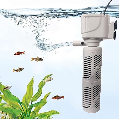 VENUS AQUA 4-in-1 Multi-Function Internal Aquarium Filter | Submersible Oxygen Pump with Sponge Filtration | Silent Operation for Freshwater & Marine Tanks (2000L/H, 25W, White | VS-WP3000FA)