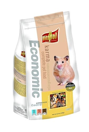 Vitapol Economic Food for Hamsters 1200 Gram Nutritious Mix with Grains, Seeds, Peanuts & Carrots High-Fiber Diet Supports Digestion, Growth & Healthy Fur