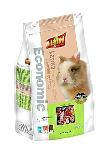 Vitapol Economic Food for Rabbits 1200 Gram High-Fiber Complete Diet with Meadow Hay Carrot Beetroot Apple and Flax Seed Supports Digestion and Dental Health