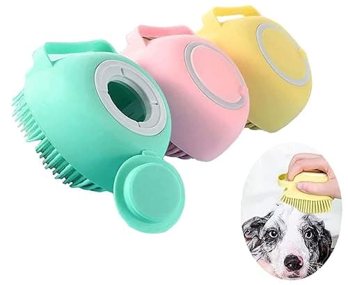 WADY Dog Cat Bath Brush, Grooming Shower Brush, Puppy Massage Brush, Shampoo Dispenser, 3 Pack