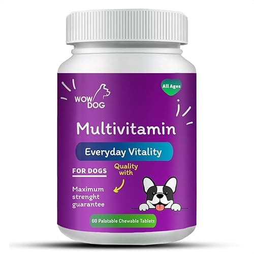 WOW DOG Multivitamin Tablet Dog Supplement 120 Pieces for Dogs with Essential Vitamins & Minerals for Healthy Skin, Heart, Brain Function | Chicken Flavour
