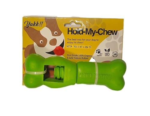 Yakk!! Hold-My-Chew Holder - for Dogs to Enjoy Their Medium/Large Yak Cheese chew/Cow Milk Chew better/100% Natural Rubber/for All Puppies & Dogs/Dental Stick/Teething Dental Care Dog Toy Green