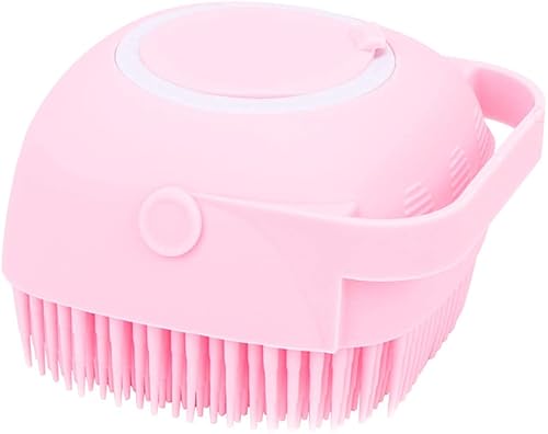 Alok Dog Bath Brush, Pet Massage Brush Shampoo Dispenser, Soft Silicone Brush Rubber Bristle for Dogs and Cats Shower Grooming (1 Pcs - Multicolour)