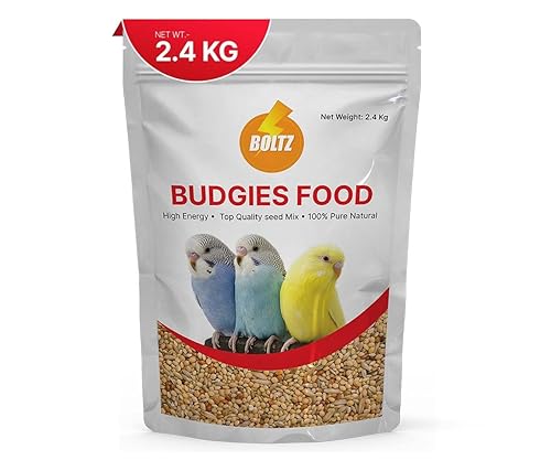 Boltz Bird Food for Budgies 2400 Gm - Natural & Healthy Premium Mix Seeds for Budgies, Daily Bird Food Seeds, All BirdsLife Stages for Everyday Feeding (2.4Kg,Large)