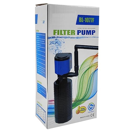 COLOURFUL - 4 in 1 Fountain Aquarium Filter | Multi-Function Submersible Filtration Air Pump | Efficient and Quiet Silent Internal Aquarium Filter for Fish Tanks (BL-1077F) Power: 15W, Output: 880L/H