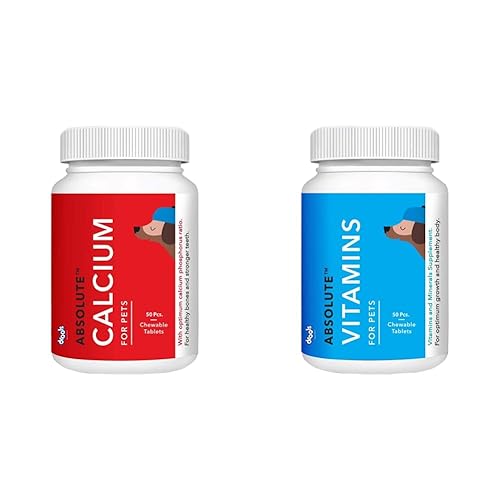 Drools Absolute Calcium Tablet- Dog Supplement, 50 Pieces & Drools Absolute Vitamin Tablet- Dog Supplement, 50 Pieces