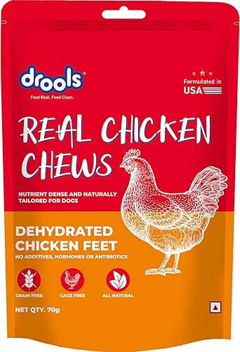 Drools Dog Treats, Dehydrated Real Chicken Chews Feet, 70g, All Life Stages, Bone