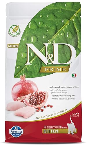 Farmina N&D Prime Kitten Food | Grain-Free | Chicken & Pomegranate | for a Strong Immune System | Complete Nutrition for Kittens | 1.5kg