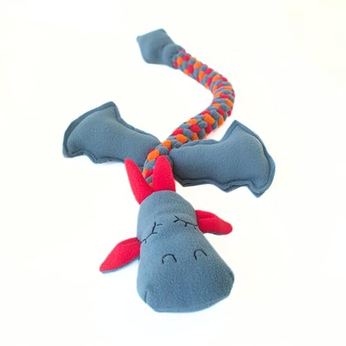 For the love of Dog Tugasaur Dog Squeaky Tug Toy For Medium&Large Dogs,Stretchy Up To 2X Length,Durable Fleece With 2 Squeakers,Machine Washable(Mrs Tugasaur(Pink Orange))