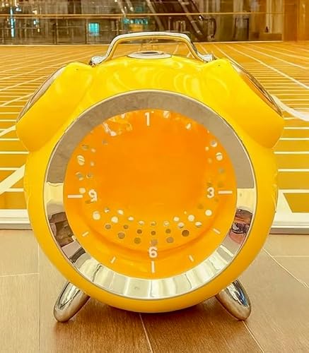 India Dealz Vintage Alarm Clock Style Cat & Dog Carrier, Pet Travel Bag with Temperature Display, Transparent Window,7 kg Capacity (Yellow)