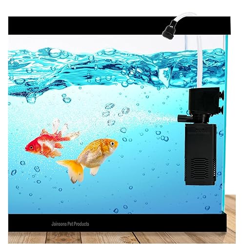 Jainsons Pet Products 3-in-1 High Power Oxygen Filtration System Submersible Aquarium Filter Low Power Consumption Powerful Pump for Fish Tank