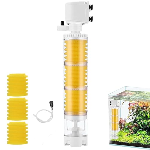 Jainsons Pet Products 4-in-1 Transparent Internal Aquarium Filter with Cleaning Chamber System, Submersible Oxygen Pump Sponge Aquarium Silent Filters for Fish Tank (1500 L/H, 30W | FILTER-RS-267F)
