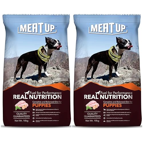Meat Up Puppy Dry Dog Food 10kg + 10kg (Free) 20kg| Real Chicken Flavour| Buy 1 Get 1 | Development of Brain and Nervous System | Maintain Digestive Health |Vitamins and minerals