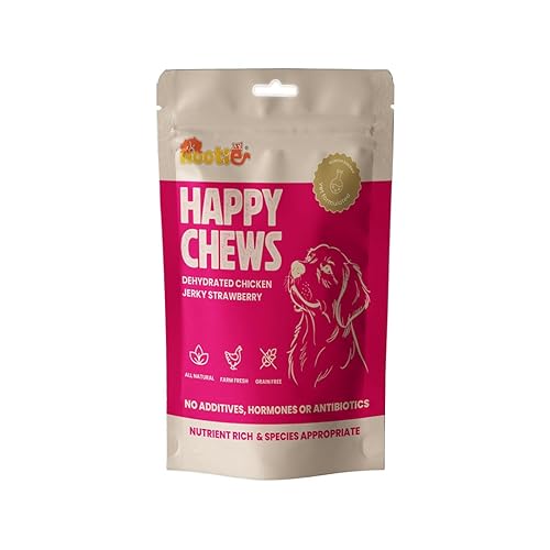 Nootie Happy Chews – Dehydrated Chicken Jerky Strawberry Dog Treats (50g) | All-Natural, Grain-Free Protein Snack