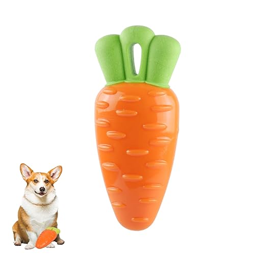 Paw N Pet Squeaky Carrot Dog Toy – Durable Rubber Veggie Carrot Chew Toy for Dogs, Puppies & Small Dogs, Interactive, Non-Toxic, Teeth Cleaning, Fun Play | Medium & Large Breeds
