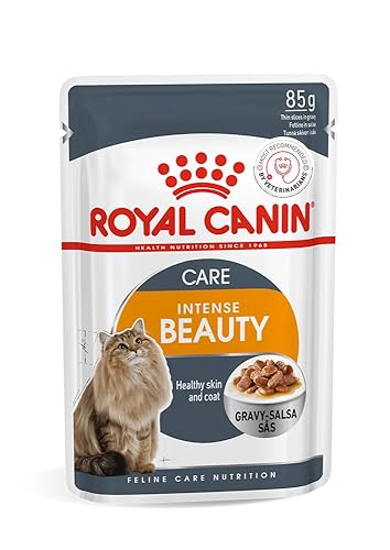 Royal Canin Intense Beauty Adult Cat Food, 85 Grams, Pack of 12 Sachet, Wet Food, Supports Healthy Skin & Coat & Urinary Health, Maintains Ideal Weight