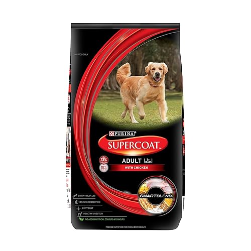 SUPERCOAT Purina Adult Dry Dog Food, 1+ Years, with Chicken, Smartblend Precise Nutrition for Whole Body Health, No Artificial Colours & Flavours, 2.5Kg, Bag