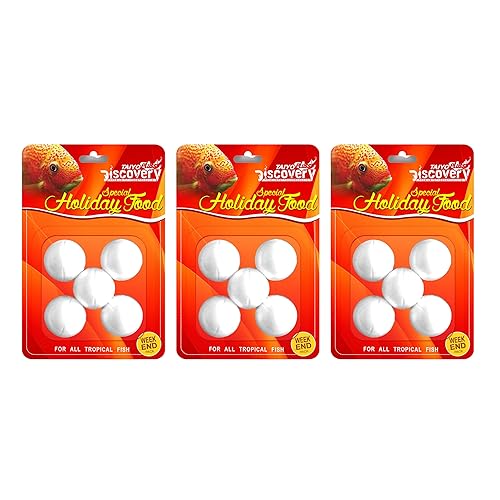 Taiyo Pluss Discovery Weekend Holiday Fish Food - 5 Count (Pack of 3) | Slow Release Special Feeding Blocks for All Aquarium Fishes | Automatic Feeder Block for Stress-Free Travel Care