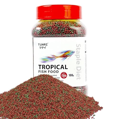 TUNAI Fish Food | 100g | with 26% Protein, 1.2 MM Pellets Aquarium Fish Food for All Adult Aged Small & Medium Tropical Fishes