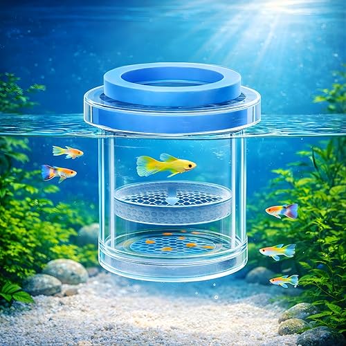 VAYINATOยฎ Floating Fish Breeder Box for Aquarium โ 11.5cm Double Layer Isolation Incubator with Foam Collar | Clear Fry Protection Box for Guppy, Betta & Small Fish