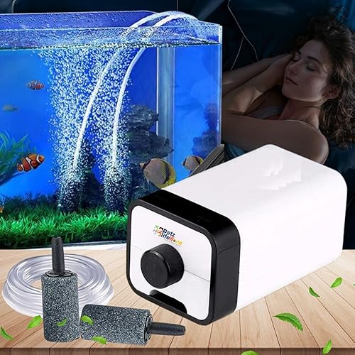 VAYINATOยฎ Sun-Sun CT Series (CT-202 | 2 Way) Air Volume Adjustable Aquarium Oxygen Air Pump with 3 Meter Air Tube and 2 Air Stone for Fish Tank by Petzlifeworld