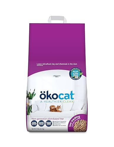 ökocat Less Mess Low Tracking Wood Clumping Cat Litter Mini- Pellets, Unscented, 14 pounds - Natural Ingredients, Stops Odor, Clumps Solid, 99% Dust Free, Great for Long-Hair Breeds